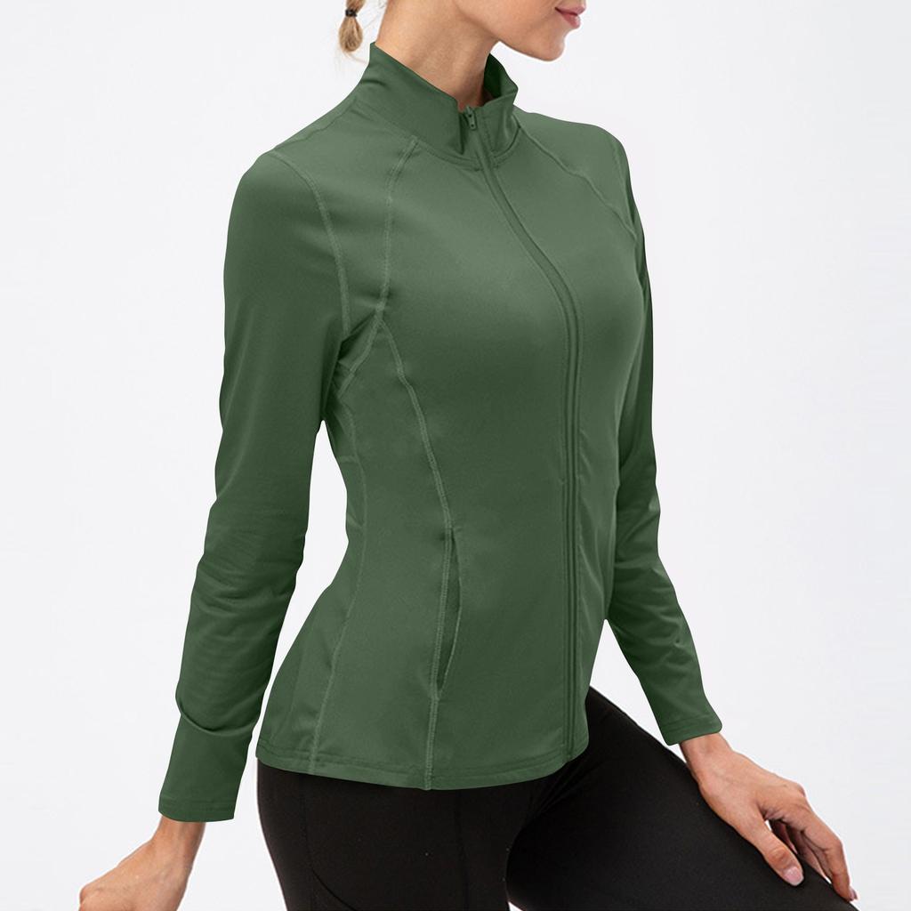 Women's Casual Outerwear Full Zip Slim Fit Lightweight Sport Running Track Jacket With Pockets