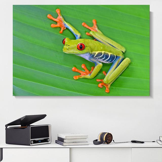 Pictură pe pânză cu animale Broasca de copac care râde Postere și imprimeuri Poze de artă de perete peisaj pentru camera de zi Decor fără cadru