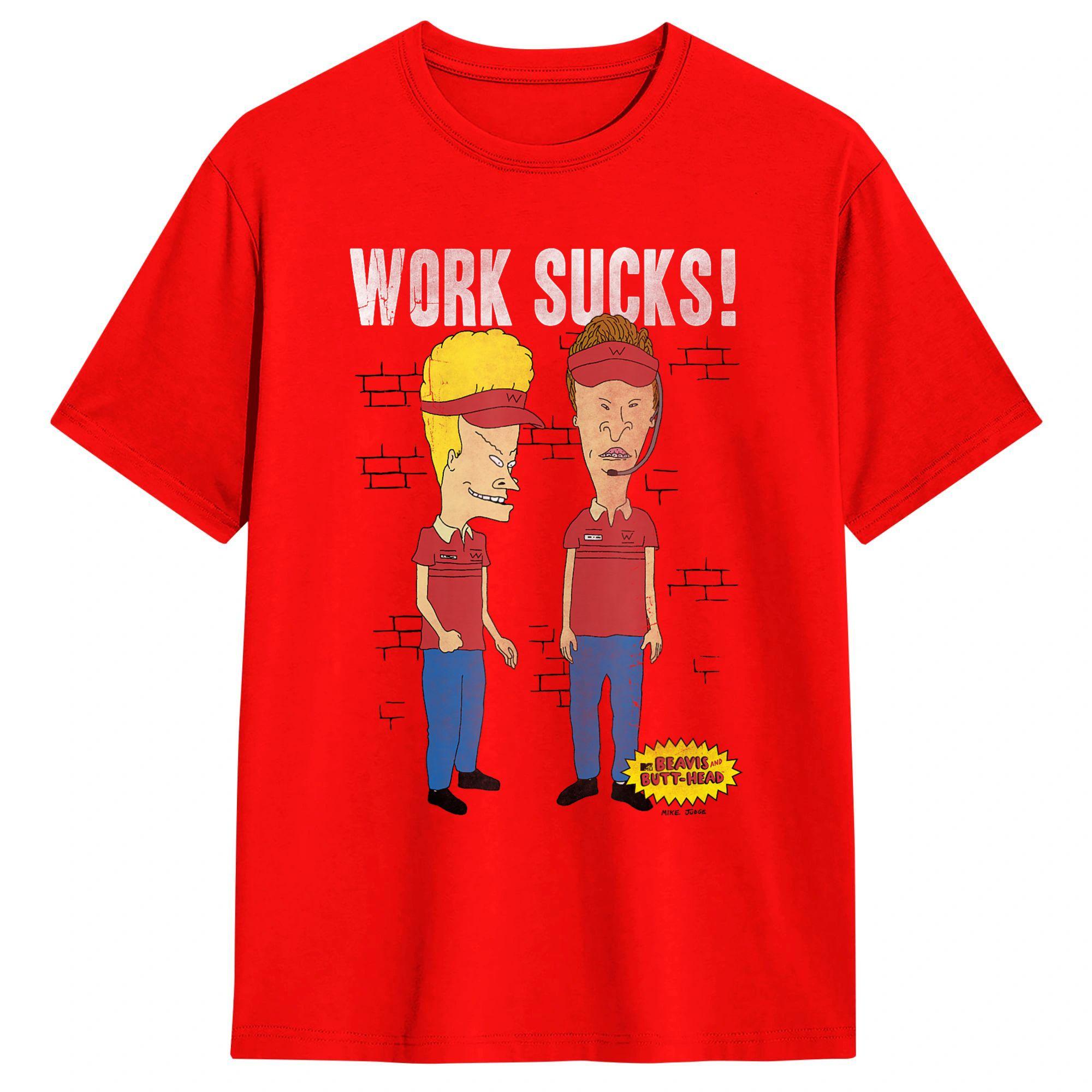 

Beavis and ButtHead at Work T Shirt Summer Popular T Shirts Men Cotton O Neck Plus Size Clothes Short Sleeve Street Style Tops S
