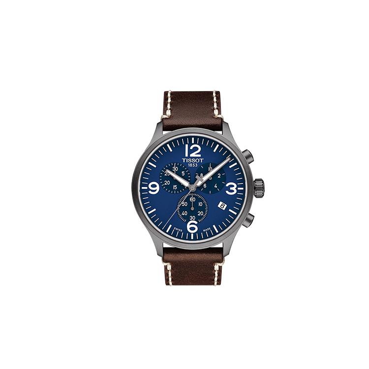 Tissot Soko Kollektion Quarzwerk Herrenuhren Uhr 45mm Blaues Zifferblatt Edelstahlgehäuse Lederarmband T116.617.36.047.00