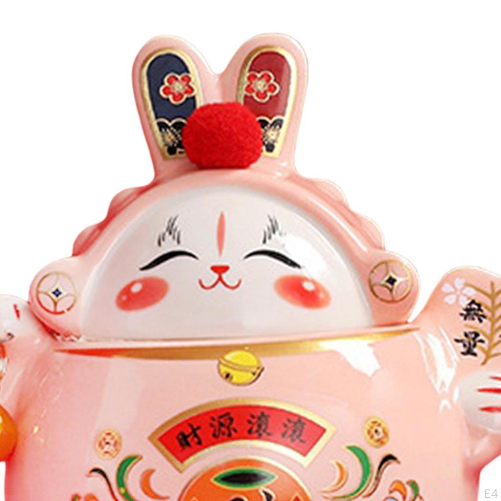Year Wealth Lucky Figurine Ceramic Piggy Bank Decoration Home Office Decor for Good Luck Collectible