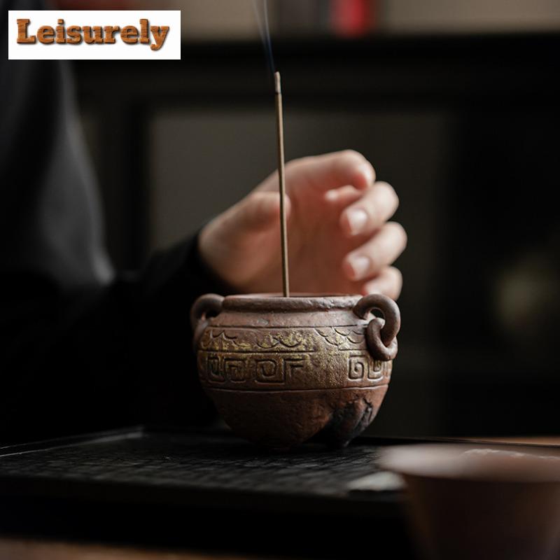 Ancient Tripod Aromatherapy Insert Holder Chinese Zen Thread Incense Burner Creative Aroma Seat Tray Tea Room Desktop Decoration