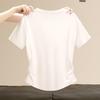 Damen Sommer Baumwolle Rundhals T-Shirt mit Applikation