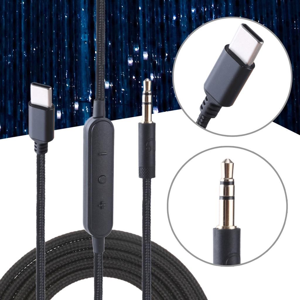 Replacement USB Type C To 3.5mm Headphones Stereo Cord with Builts In Microphone and Volume Control Headphones Cord