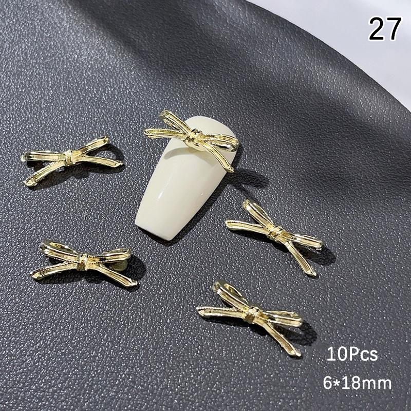 10Pcs Luxury Kawaii Bow Nail Art Charms 3D Alloy Bow Tie Jewelry Nail  Decoration Diy Accessories