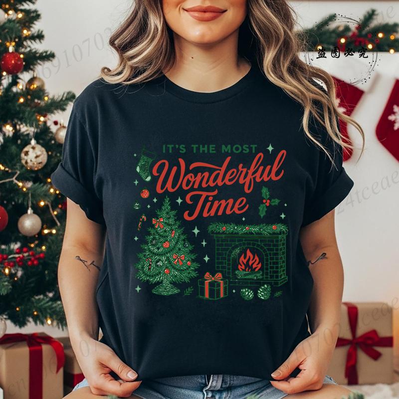 Women's Shirt It’s The Most Wonderful Time of The Year T Shirts Gingerbread Christmas Tee Festive Holiday Shirt Cookie Lover Top