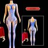European & American Sexy Halter Bodysuit with Hollow Chest, Jacquard Net Design, & Open Crotch (Model 4156A)
