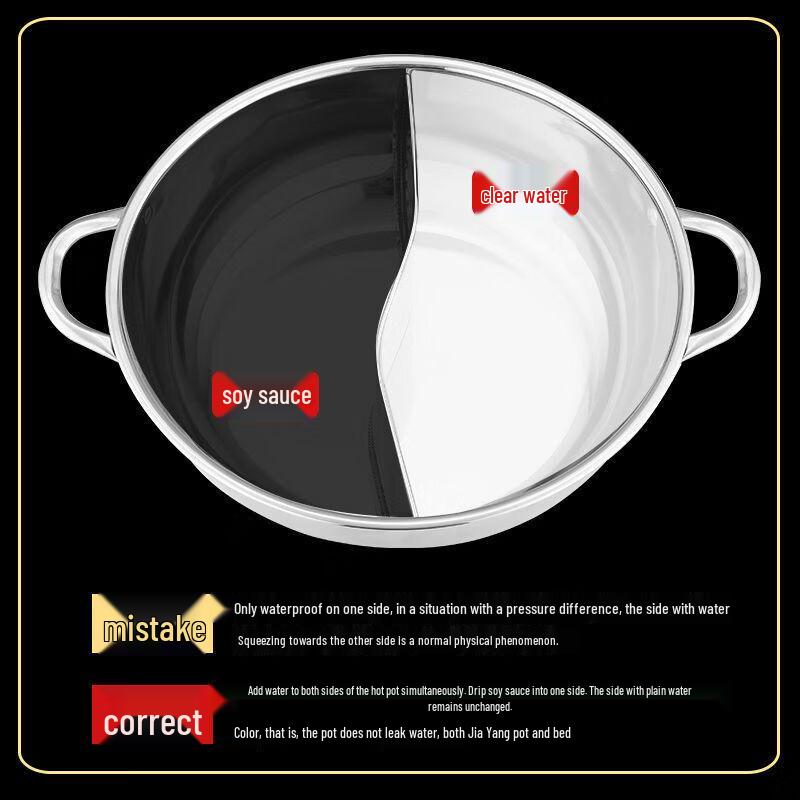 Renzhida 304 Stainless Steel Divided Hot Pot with Lid