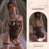 Man Yan Sensual Lace Crotchless Bodysuit with Bowknot - Women's Sexy See-through Cutout Lingerie