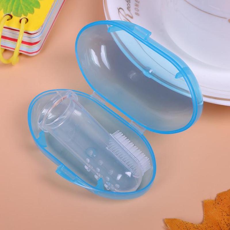 1pc/lot Kids Infant Soft Silicone Finger Toothbrush Teeth Rubber Massager Brush Box