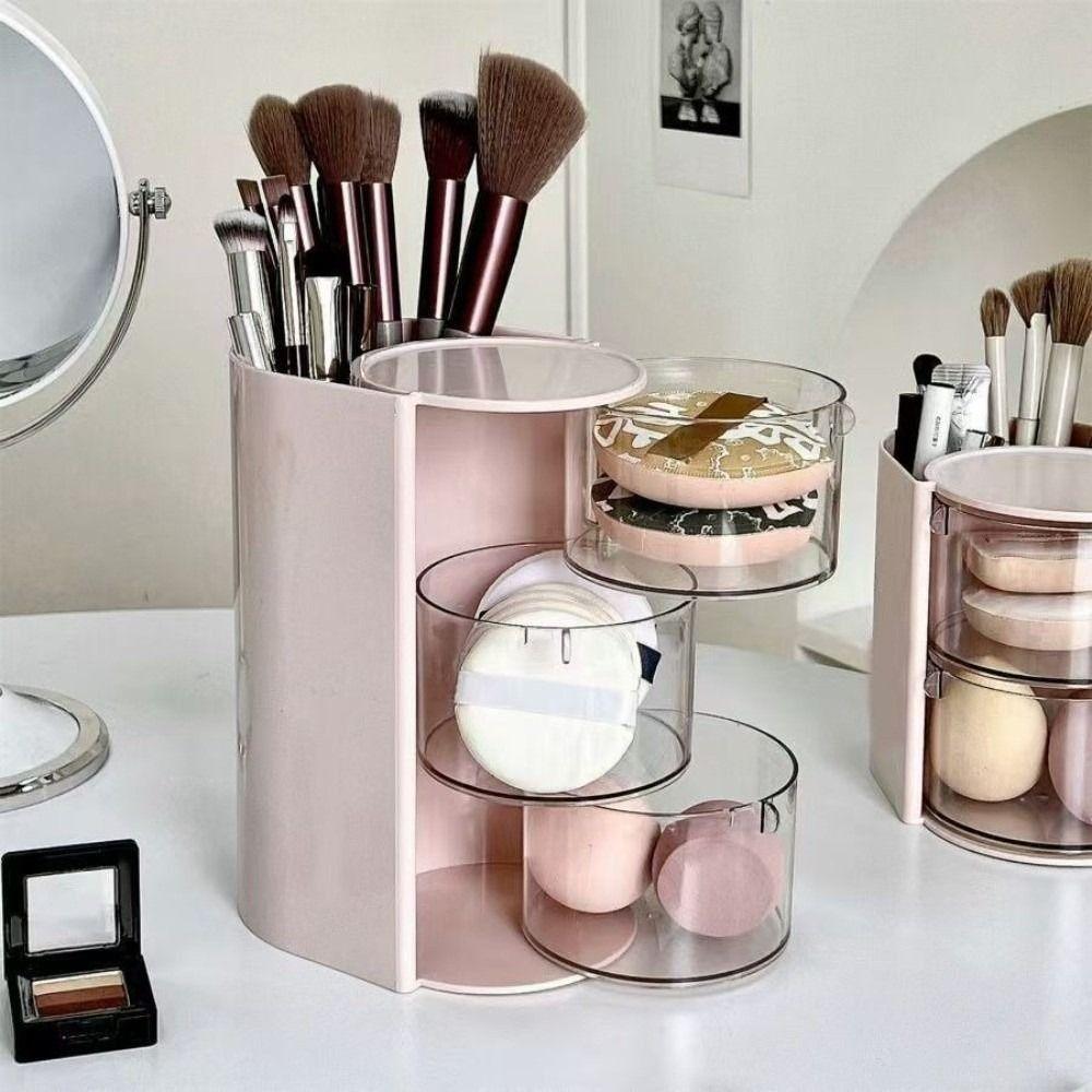 Large Capacity Jewelry Organizer Box 3-Layer Cosmetic Storage Box Makeup Brush Holder  Beauty Egg