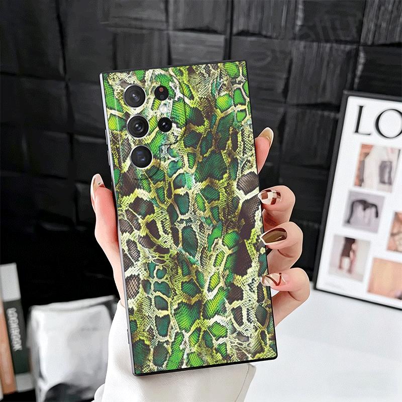 Fashion Snake Skin Pattern Soft Phone Case for Samsung Galaxy S26 S25 Edge S24 Ultra S23 Plus S22 S21 FE S20 Black Cover Back Sh