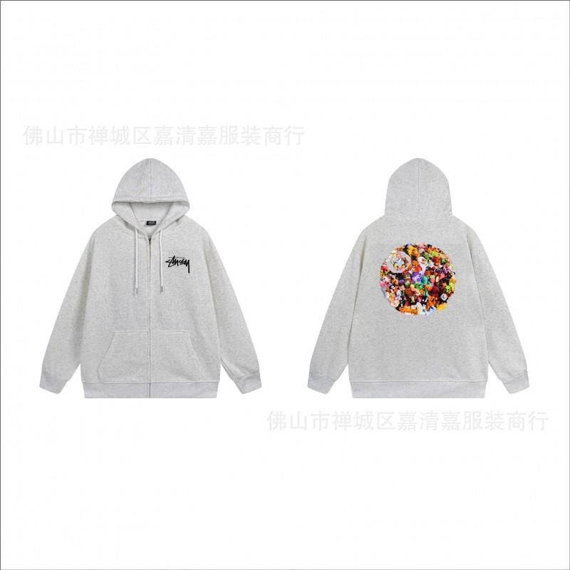 Unisex mikina s kapucí na zip s potiskem Bavlněný svetr Lehká podzimní zimní neformální svrchní oblečení