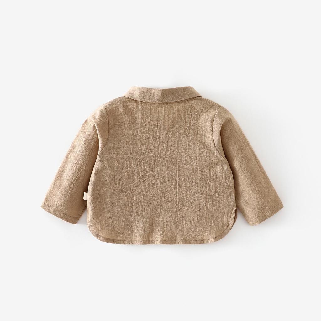 New Autumn 2025 Boys' Embroidered Squirrel Shirt: Stylish Korean-Style Top for Kids