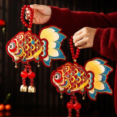 Pack of 2 Easy To Install Festival Decorations for Chinese New Year Velvety Cotton Materials Multiple Scene Hanging Ornament