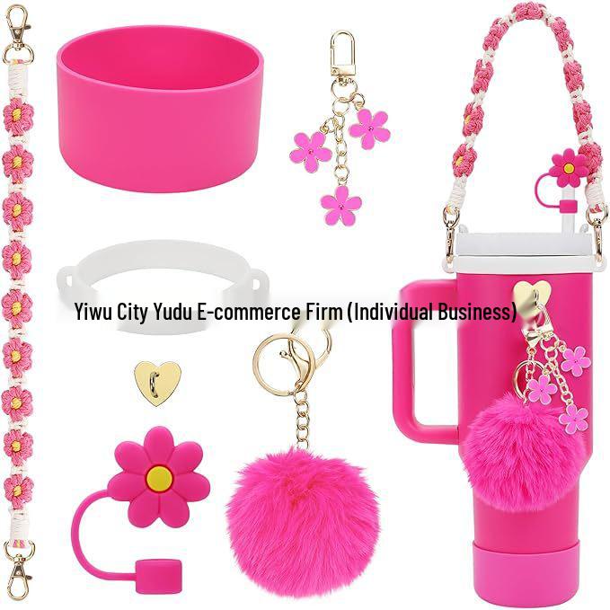 Accessori per la Stanley Cup Transfrontalieri: Set Portachiavi Fiori Colorati Fai da Te