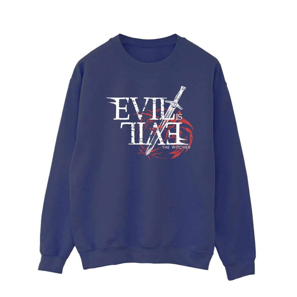 Netflix Mens The Witcher Evil Is Evil Sweatshirt