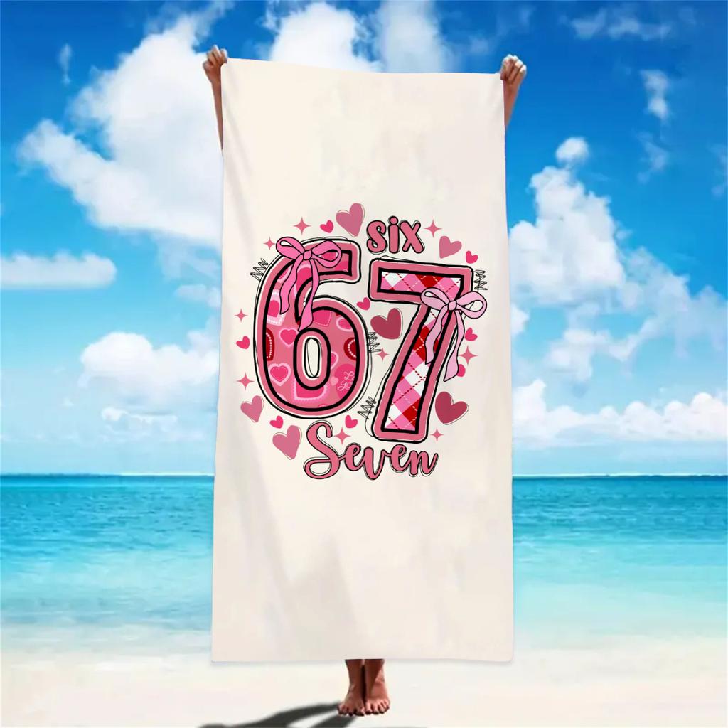 The '67' Beach Towel Fashion Numbers For Kids And Teens Quick Drying Towels All Size Funny Gifts For Valentine's Day