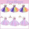 Unicorn Cosplay Girls Dress With Rainbow Pattern For Halloween Party