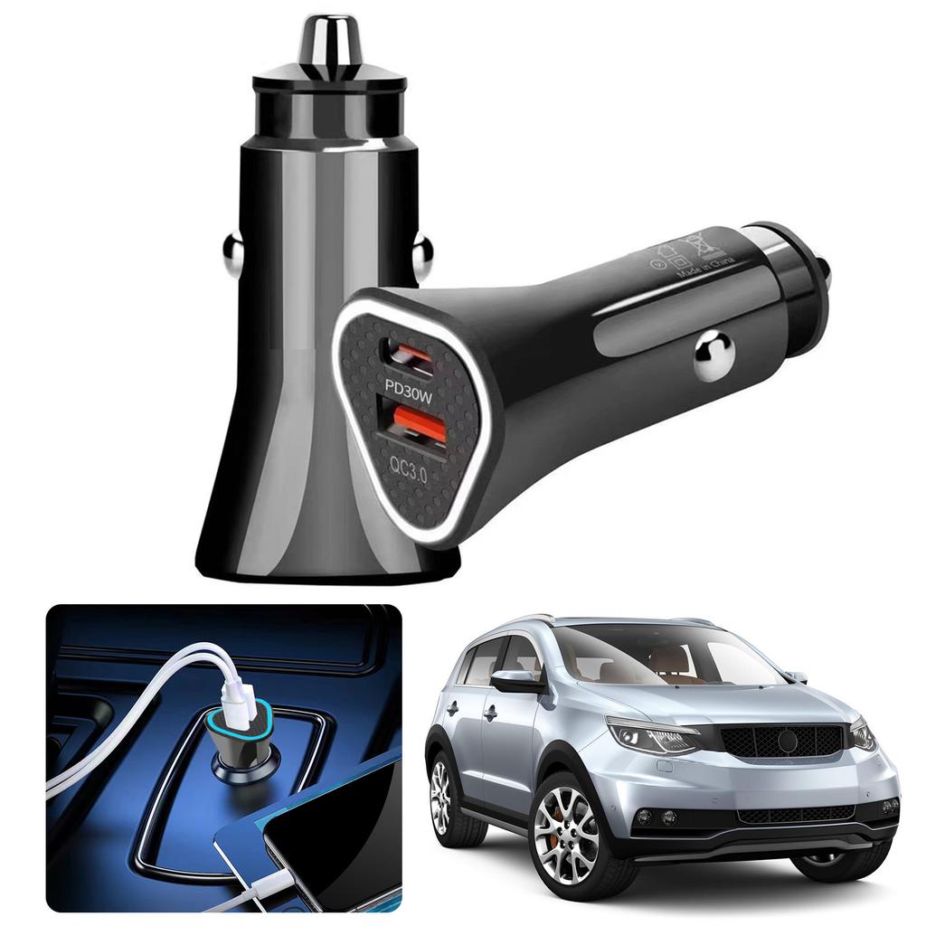 38W Dual Port Car Charger with Intelligent Current Distribution High Power Charger for Fast Charging Multiple Devices