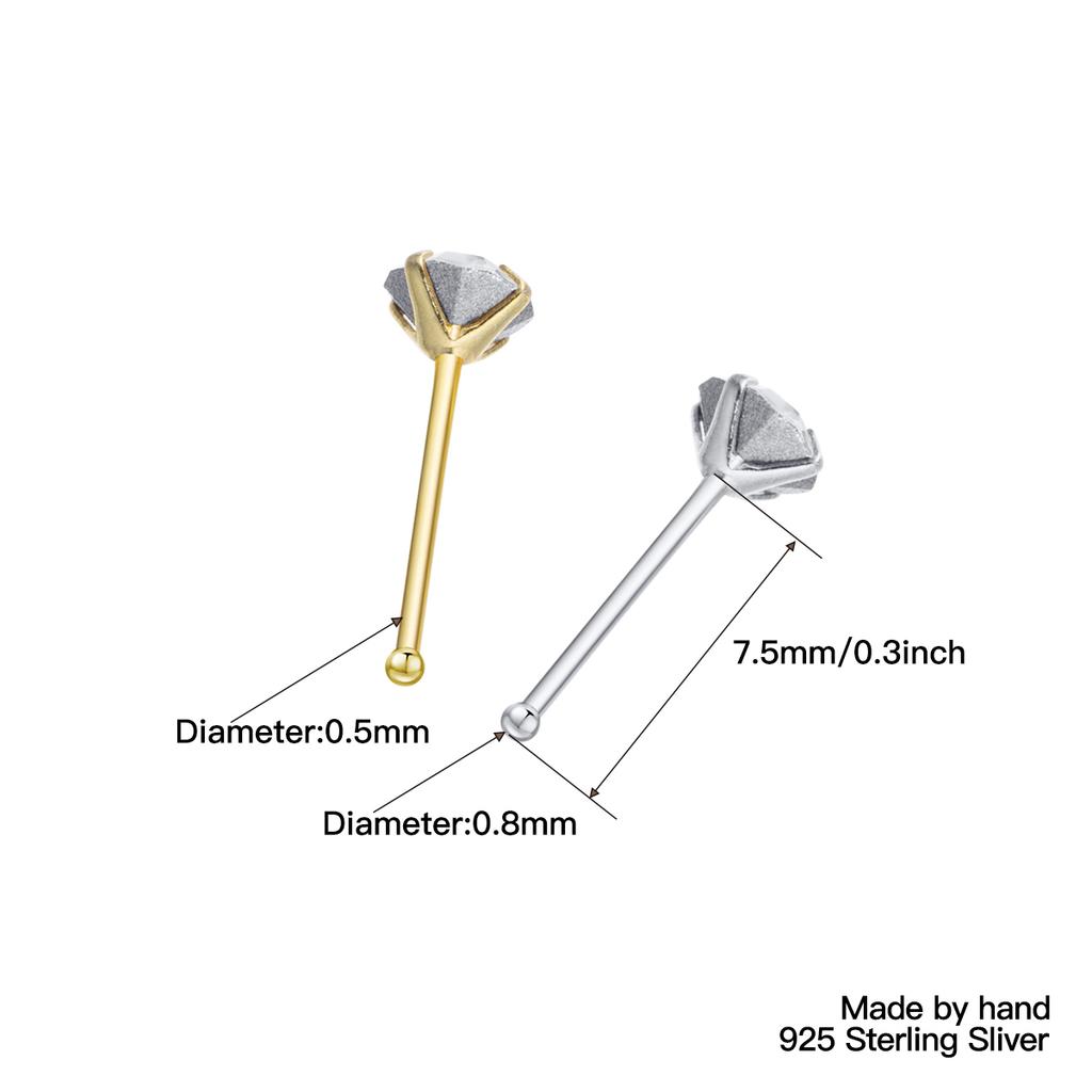 925 Silver Crystal Different Size Nose Studs Nose Piercing Body Jewelry Piercing Nez Pircing Nariz Joyería Corporal