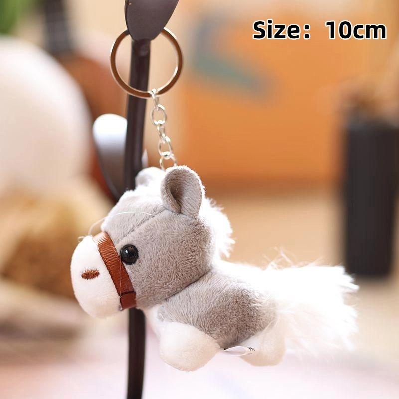 2026 Chinese New Year Mascot Horse Keychain Cartoon Simulation Pony Plush Doll Pendant Cute Bag Hanging Ornament Couple Gifts