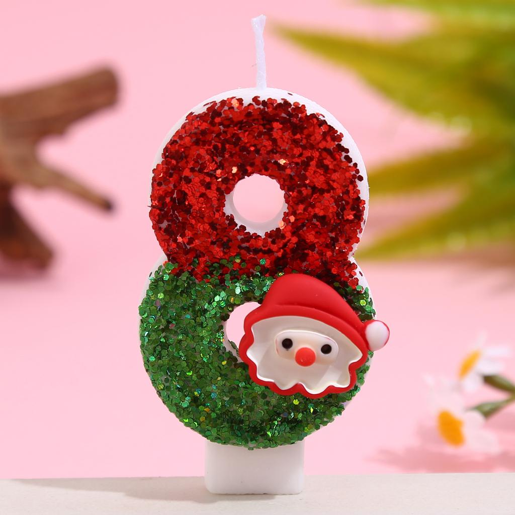 Christmas Happy Birthday Candles Number0-9 for Cake Decorating Supplies Unscented Number Candles Cake Topper Decorations