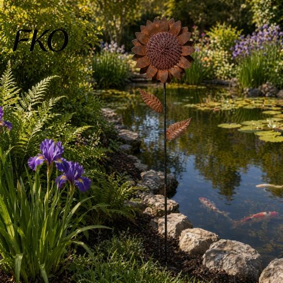 Rustic Metal Garden Stakes Sunflower Stake, Retro Rusty Flower Sculpture, Artistic Decor Ornament for Outdoor Yard Patio Lawn Decoration Decorative