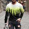 Retro Graffiti 3D-Druck Sommer Herren Rundhals-T-Shirt Lässiges Langarm-T-Shirt Übergroßer Pullover Modetrend Herrenbekleidung
