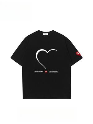 Short-sleeved T-shirt Men's and Women's Letter Printing Love Embroidery Summer Fashion Trendy Brand Loose Top Compression Shirt