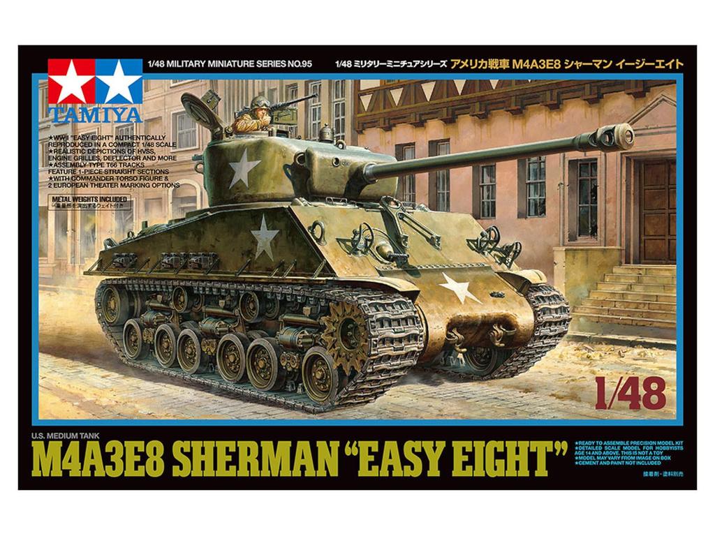 Tamiya Série Miniature Militaire 1/48 N°. 95 Char Américain M4A3E Sherman Easy Eight Maquette Plastique 32595