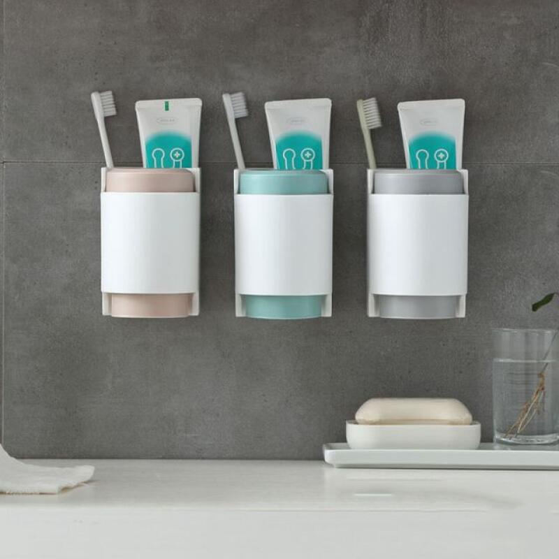 

Kiming Double Toothbrush Cup Set, Toothbrush Holder, Bathroom Accessories for Couples W964C4 light pink