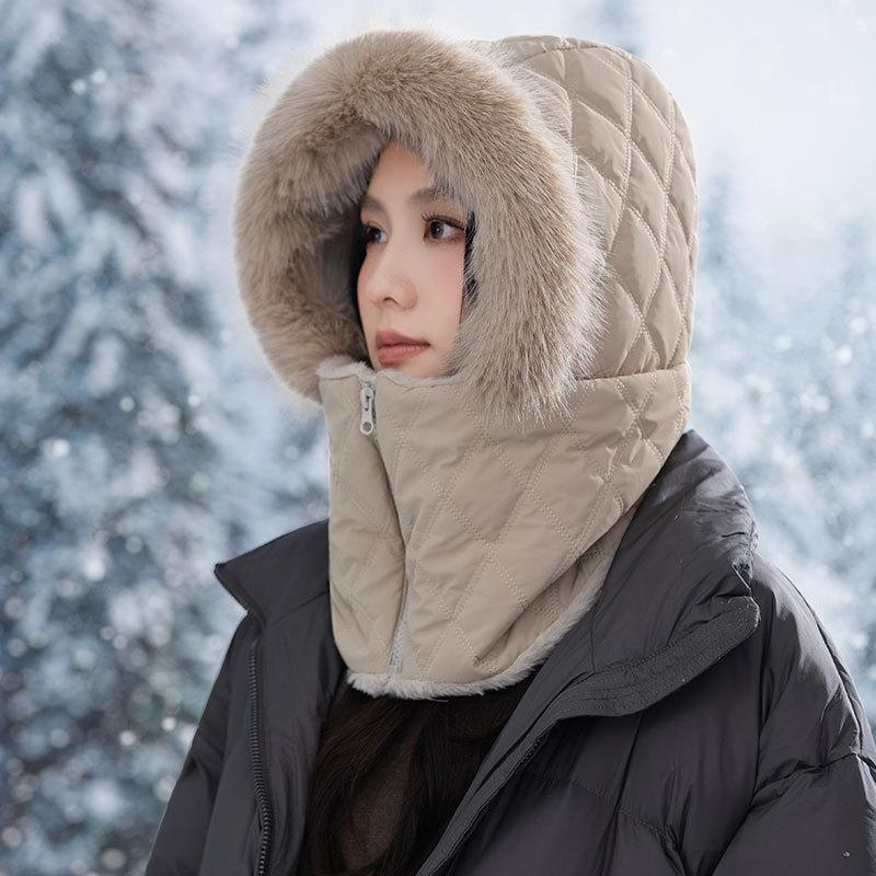 Cold and Warm Lei Feng Hat Women's Autumn and Winter Cycling Windproof Ear Protection Cotton Hat Northeast Outdoor Scarf Ski Hat