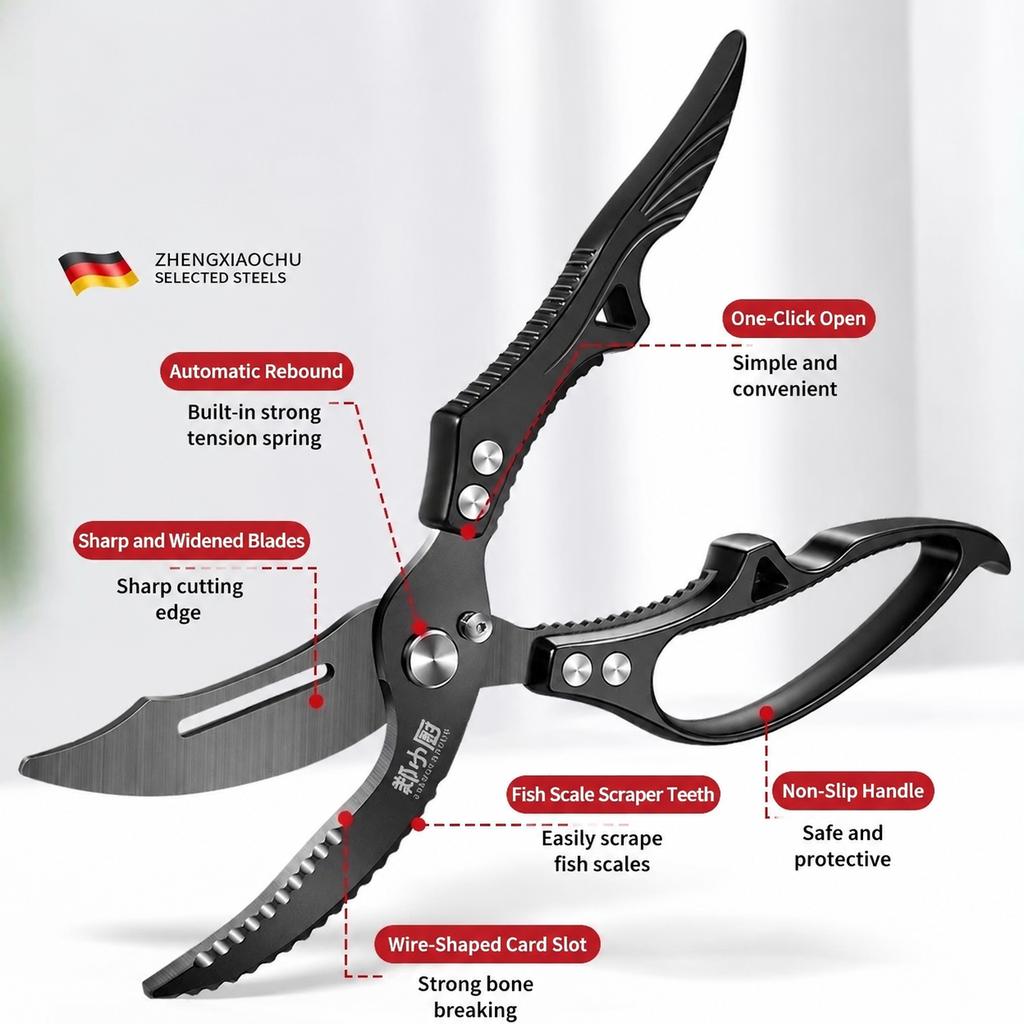 Multi-Functional Kitchen Scissors for Home Use - Powerful Chicken Bone And Fish Cutting - Essential Food-Grade Bone Cutting Scis5