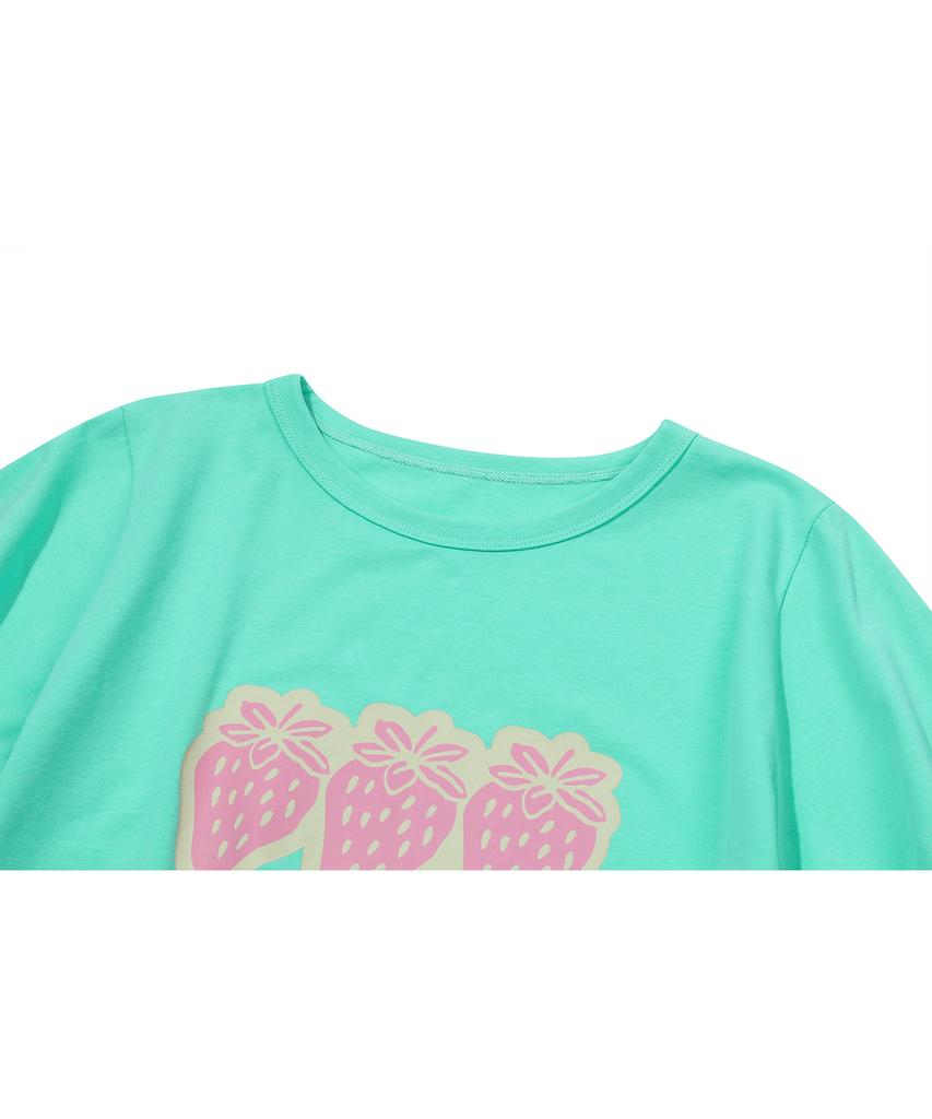 CPGN STUDIO Pop Strawberry Crop Short Sleeve Tee Mint