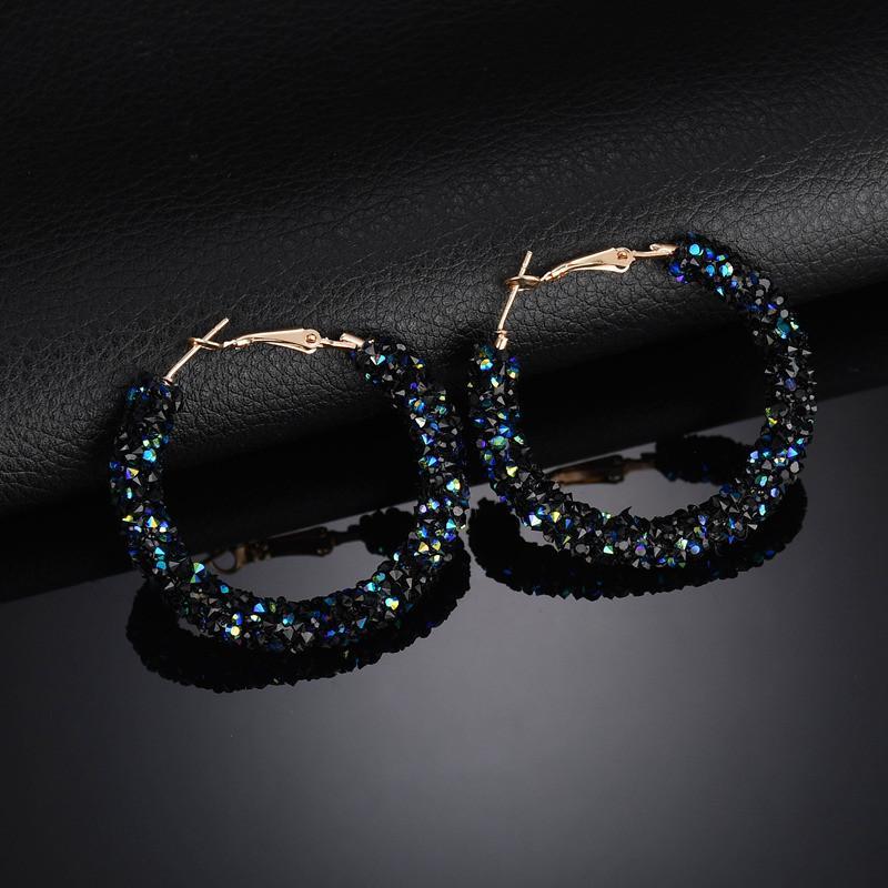 Orecchini A Cerchio Punk Con Cristalli E Zirconia Cubica – Grandi Cerchi Oro, Gioielli Strass Per Donna, Regalo Festa