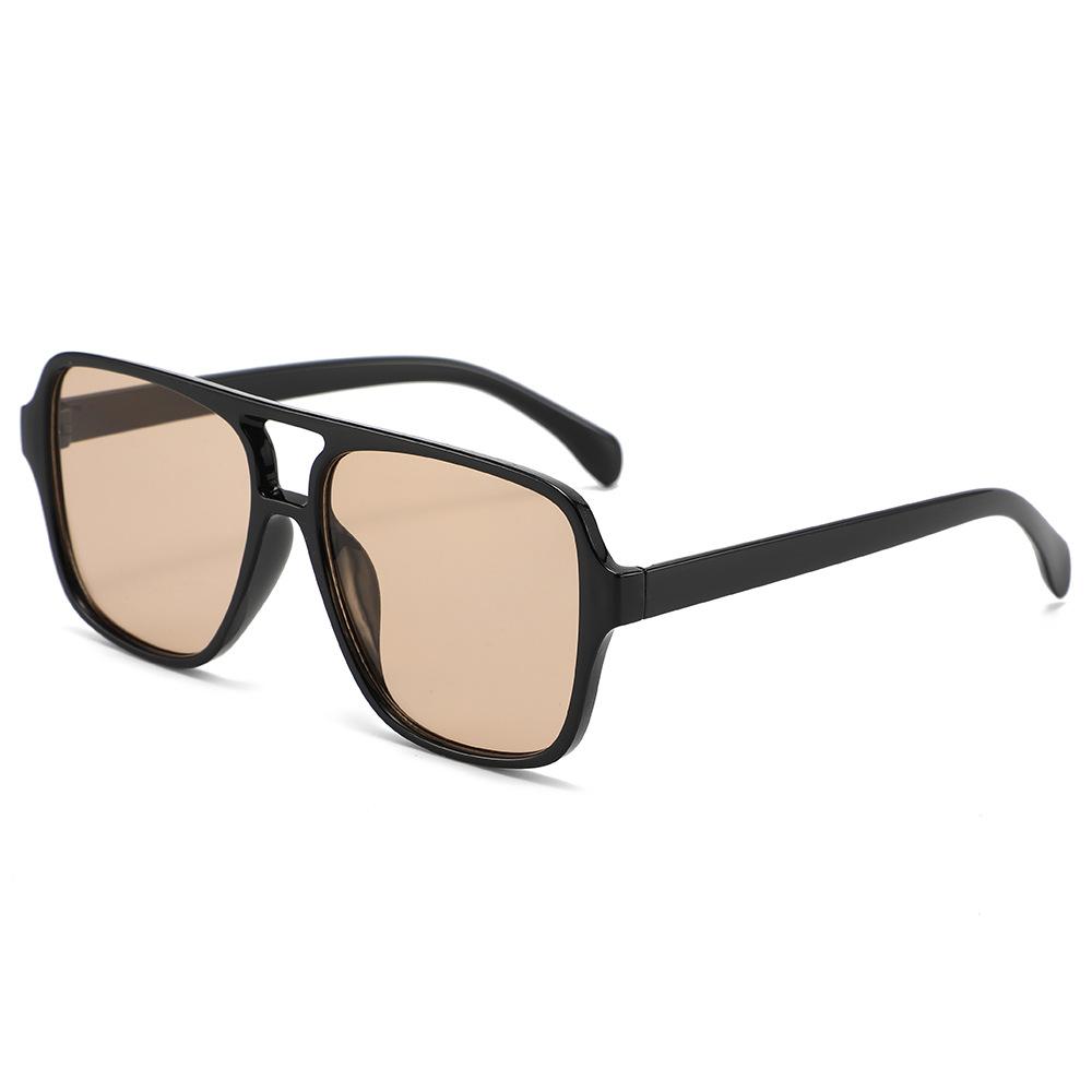 Large Frame Double Bridge Sunglasses For Men, New Fashionable Retro Square Style, Versatile Street Style Sunglasses For Women