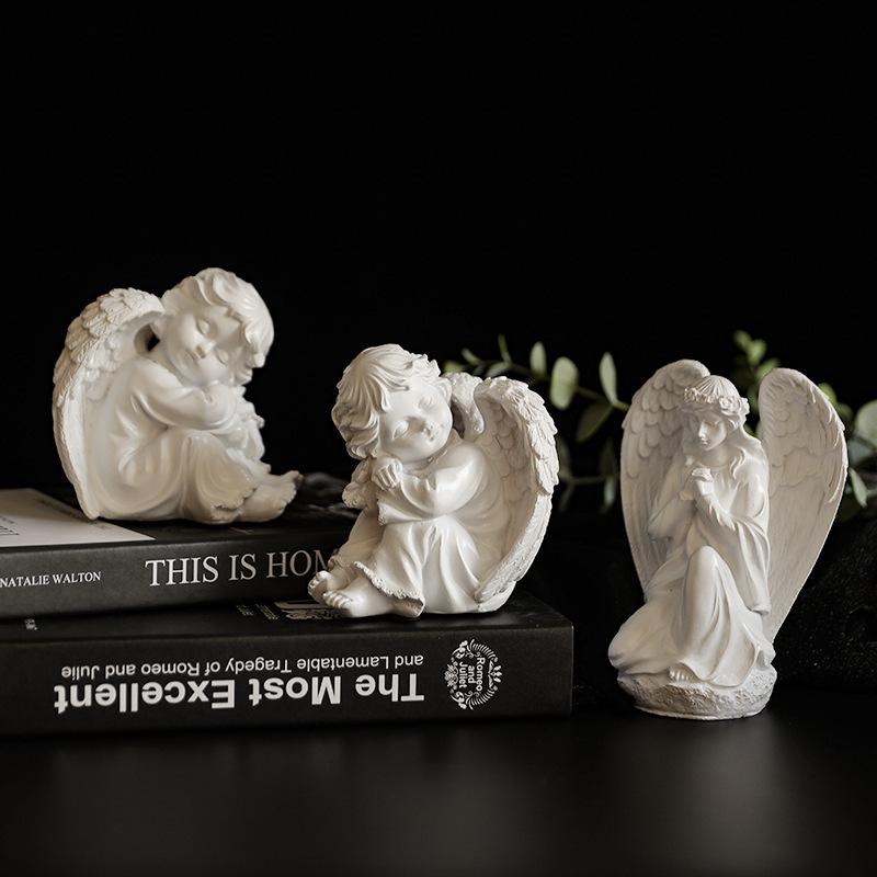 8–30cm Continental-Inspired Resin Praying Angel Figurine | Distinct Contemporary Style Workmanship Bedroom & Shelf Adornment