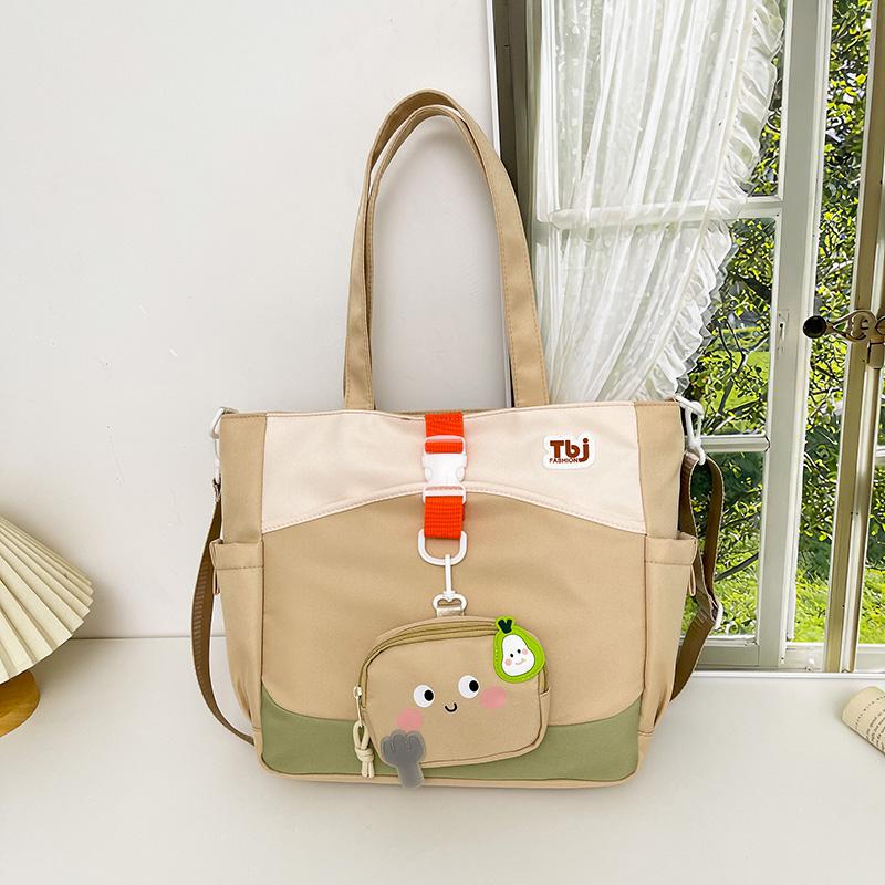Cartoon Women's Shoulder Bag Contrast Color Student Crossbody Bag Large Capacity Tote Bag