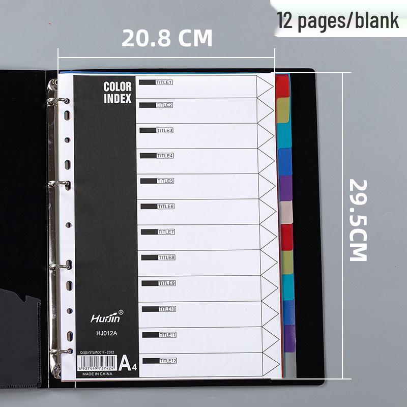 Colored A4 Loose-leaf Index Dividers with 11 Holes - Numbered and Lettered Tabs