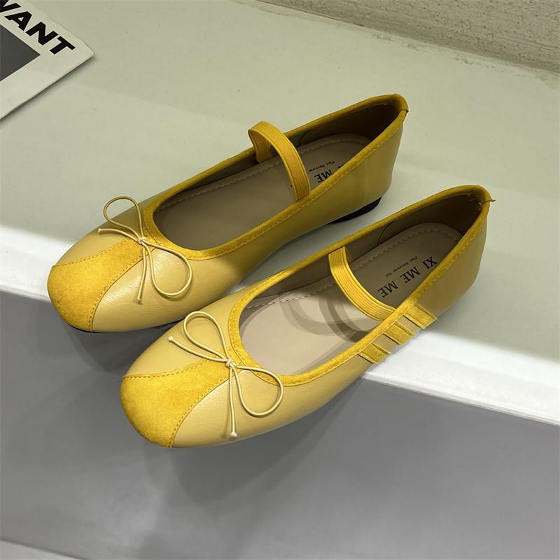Fashion IPPEUM Women Ballet Flats Round Toe Bow 2025 New Purple Mary Janes Shoes