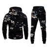 Men's Casual Christmas Print Hoodie and Straight-Leg Sweatpants Two-Piece Set for Holiday Celebration