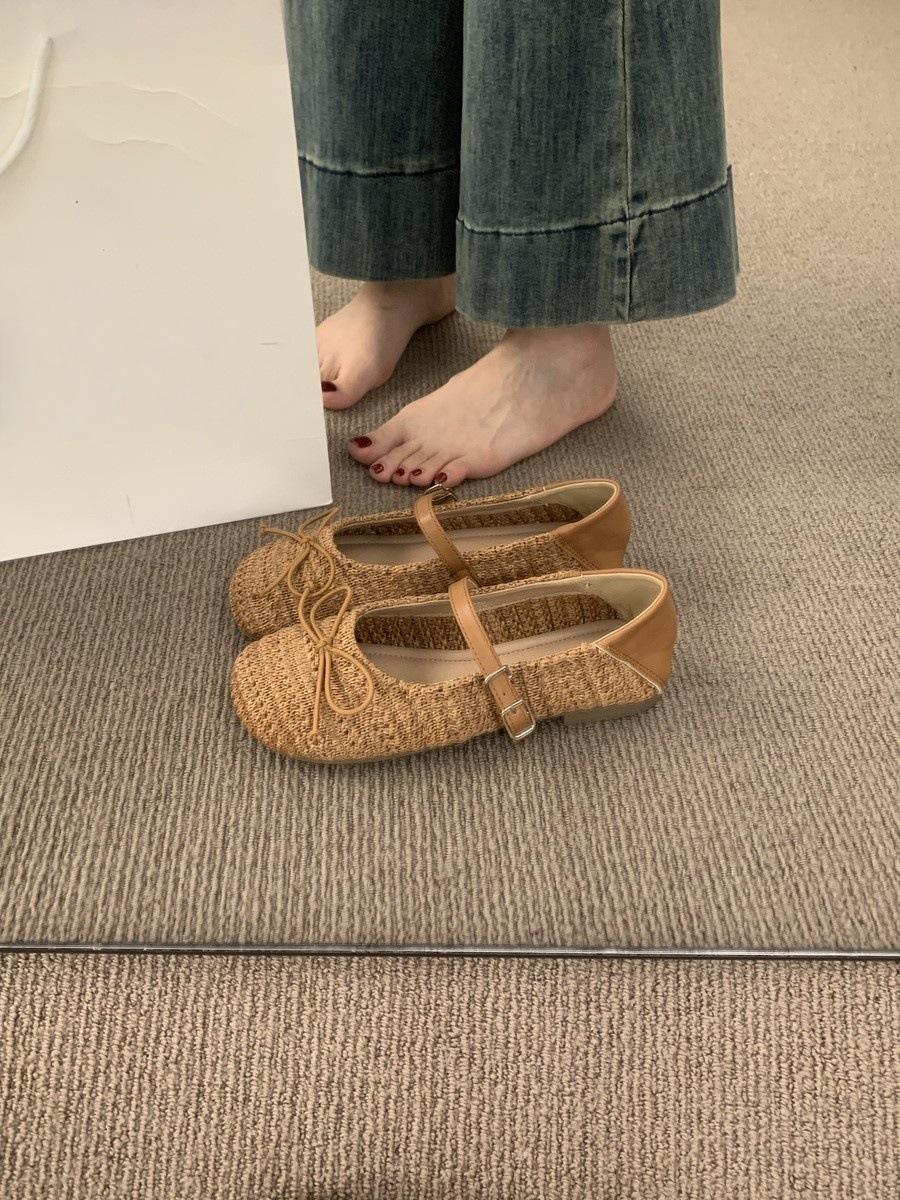 Retro evening breeze breathable woven flat-soled single shoes women s shoes summer soft-soled Mori Birkenstocks 40 коричневый 2900₽