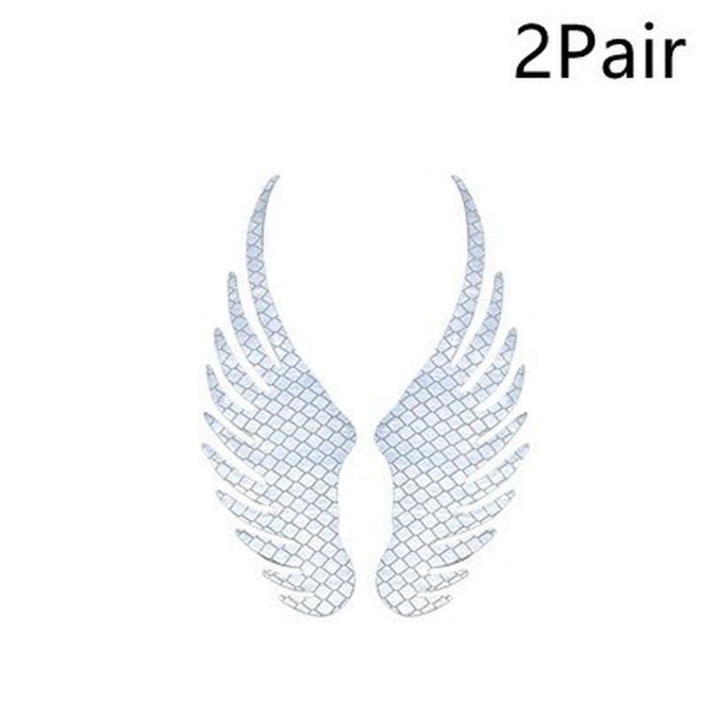 2Pair Safety Warning  Reflective Car Sticker Angel Wings Reflective Warning Sign Funny Bike Decal Sticker Motorbike Reflective Sticker