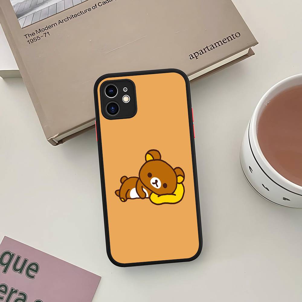 Cartoon Rilakkuma Bear Phone Case For iPhone 11 12 13 14 15 16 Pro Plus X XS MAX Matte Bumper Shockproof Cover