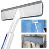 2-in-1 Window Squeegee Cleaner with Extension Pole Window Cleaning Squeegee Kit Glass Cleaning Tools for Tight Corners and Edges