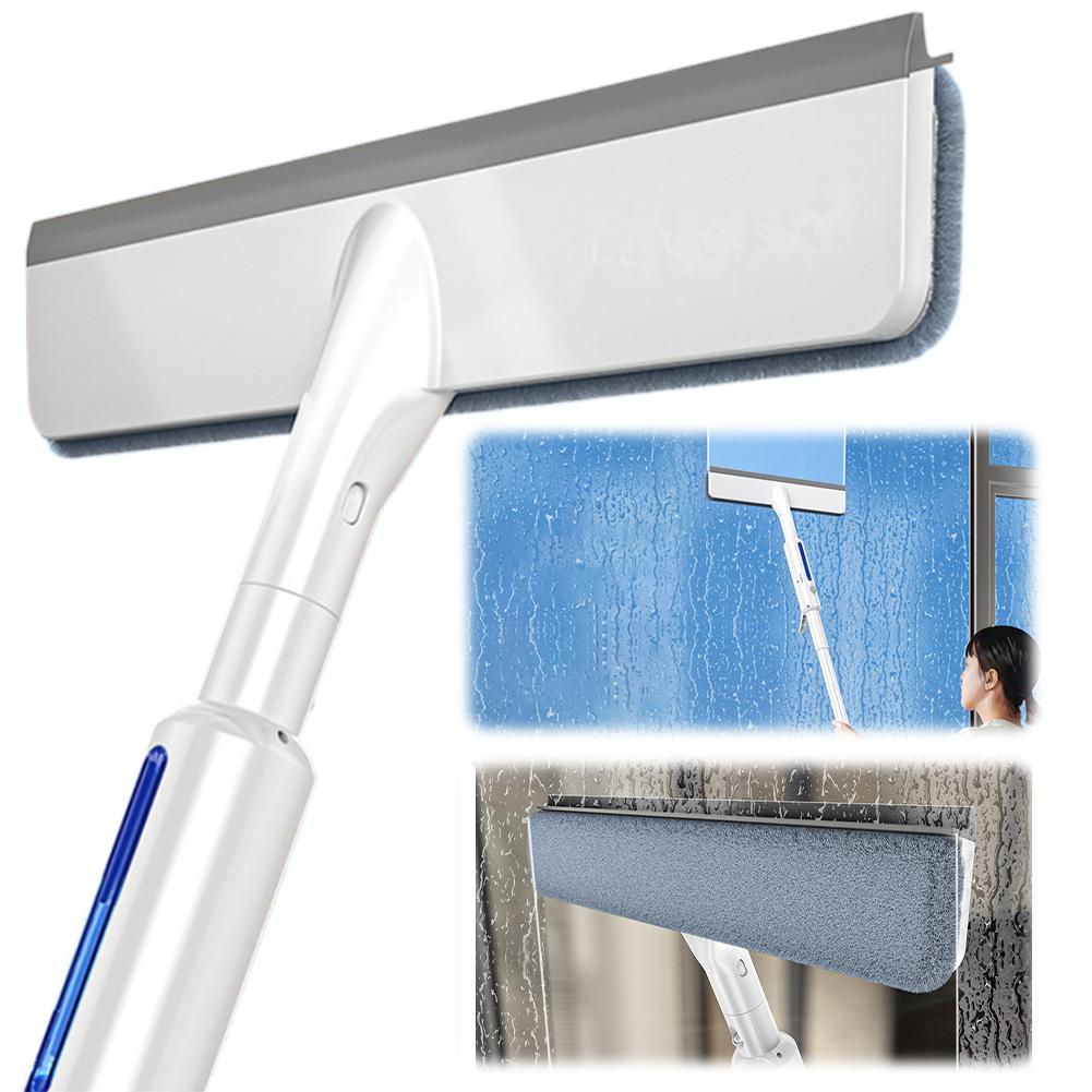 2-in-1 Window Squeegee Cleaner with Extension Pole Window Cleaning Squeegee Kit Glass Cleaning Tools for Tight Corners and Edges