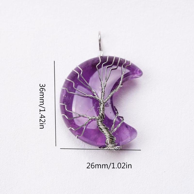 Crescent Pendant Necklace Moon Shape Crystal Necklaces for Women Men Natural Stone Collar Chain Choker Jewelry