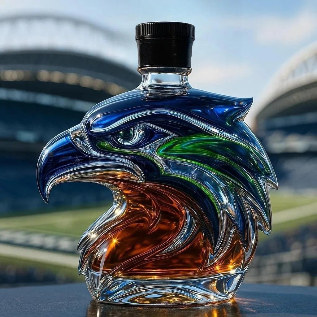 Seattle Seahawks Láhev Whiskey Borosilikátové Sklo Hlava Seahawka Láhev Whiskey
