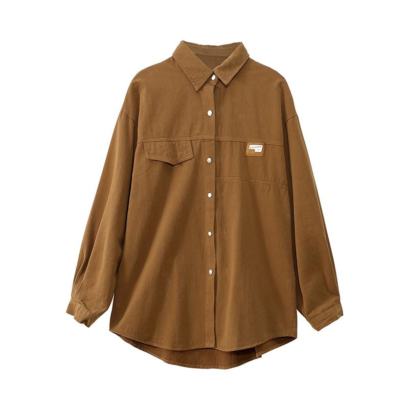 Cămașă coreeană largi de toamnă pentru damă, ocazională și versatilă, din bumbac lavabil, cămașă din blugi